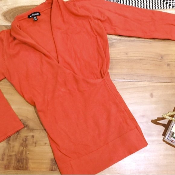 Vintage Le Chateau High Collar Surplice Wrap Knit Top In Scalet Red - Picture 5 of 16